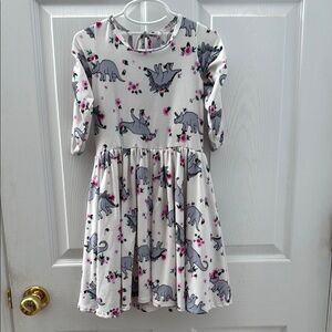 Kids Dinosaur Print Dress - White and Gray Girls Size 5/6 by Funky Flowers 🌺